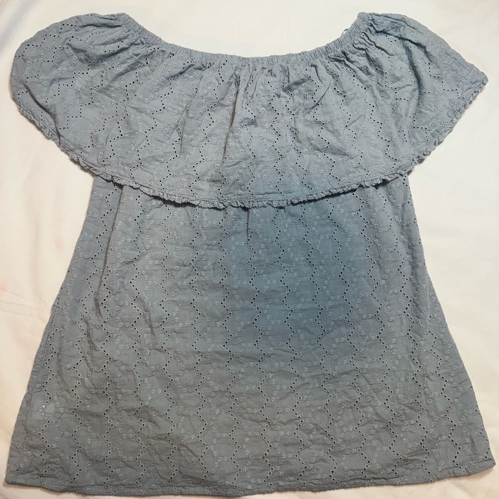 Knox Rose Light Blue Eyelet Blouse